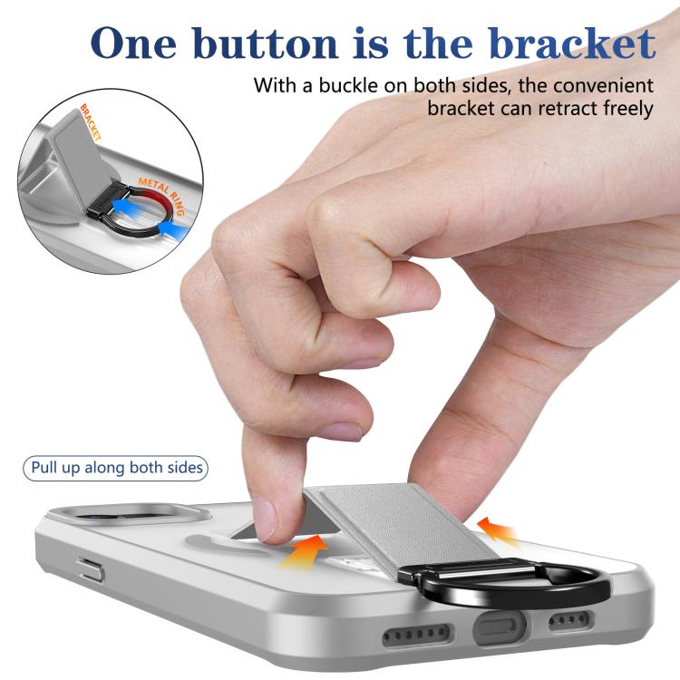 For iPhone 14 Plus Skin-Friendly D-Ring Holder Magnetic Shockproof Phone Case