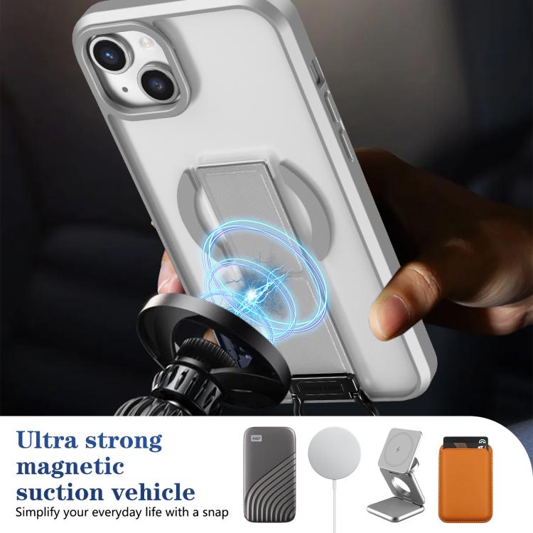 For iPhone 14 Plus Skin-Friendly D-Ring Holder Magnetic Shockproof Phone Case