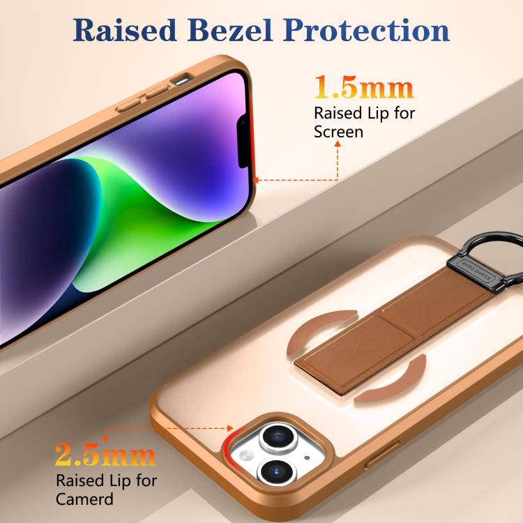 For iPhone 14 Plus Skin-Friendly D-Ring Holder Magnetic Shockproof Phone Case