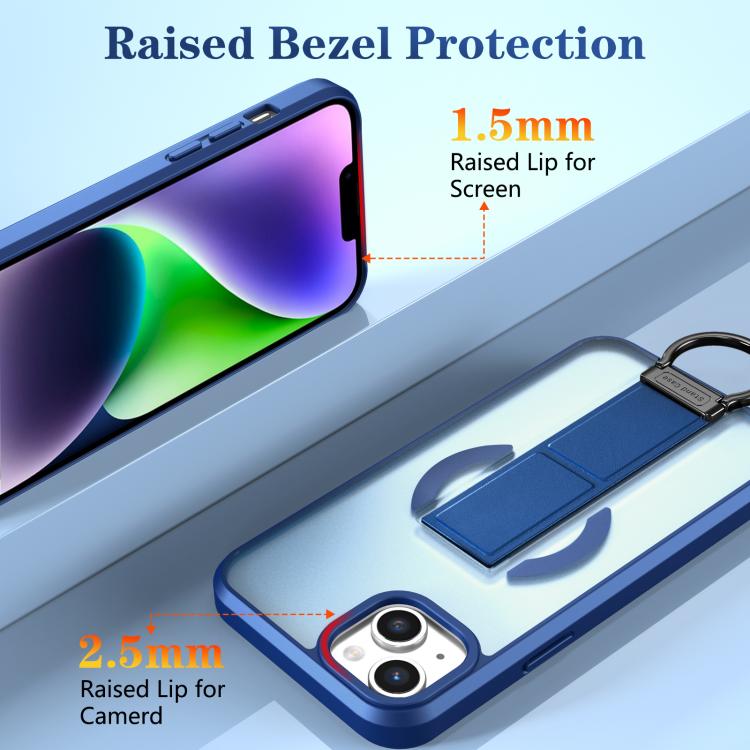 For iPhone 14 Plus Skin-Friendly D-Ring Holder Magnetic Shockproof Phone Case