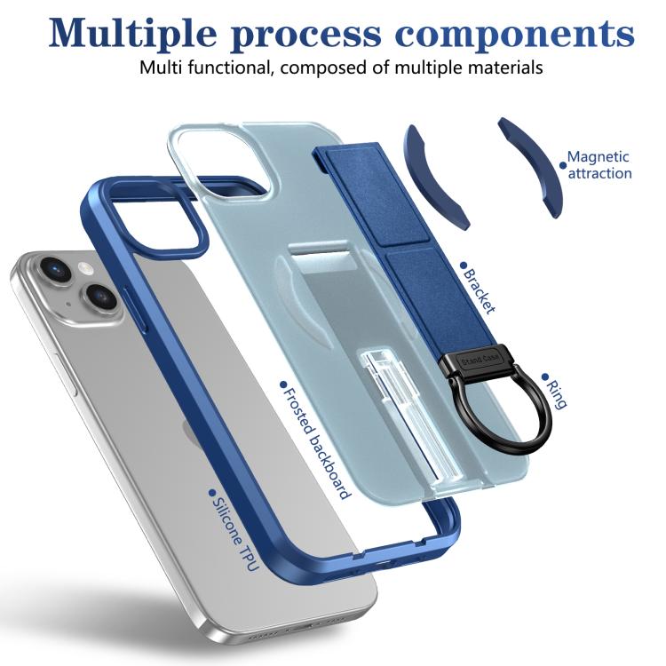 For iPhone 14 Plus Skin-Friendly D-Ring Holder Magnetic Shockproof Phone Case