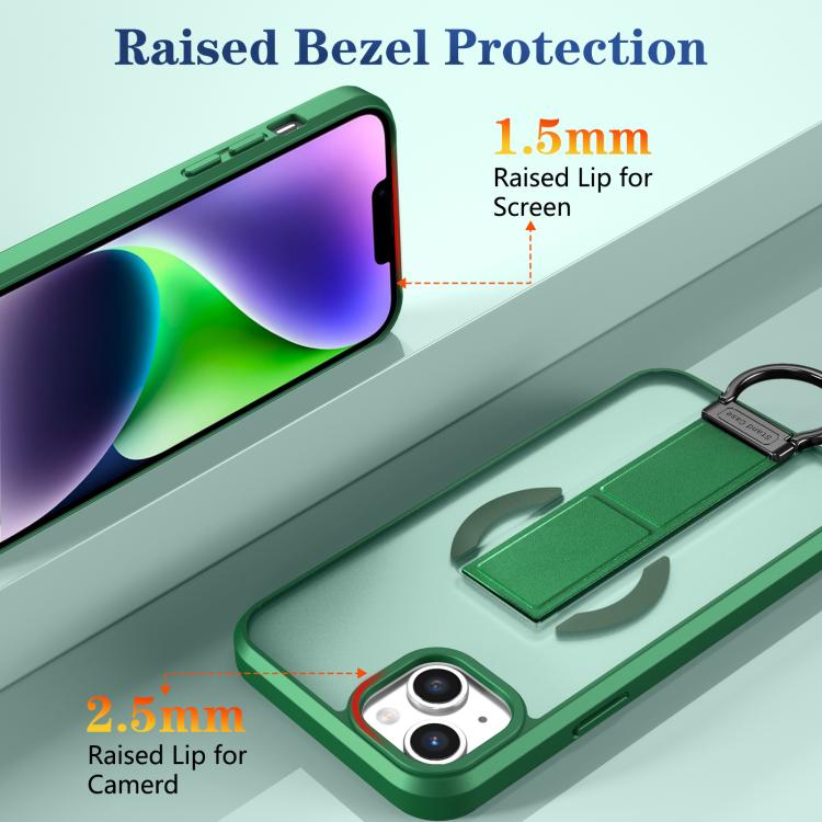 For iPhone 14 Plus Skin-Friendly D-Ring Holder Magnetic Shockproof Phone Case