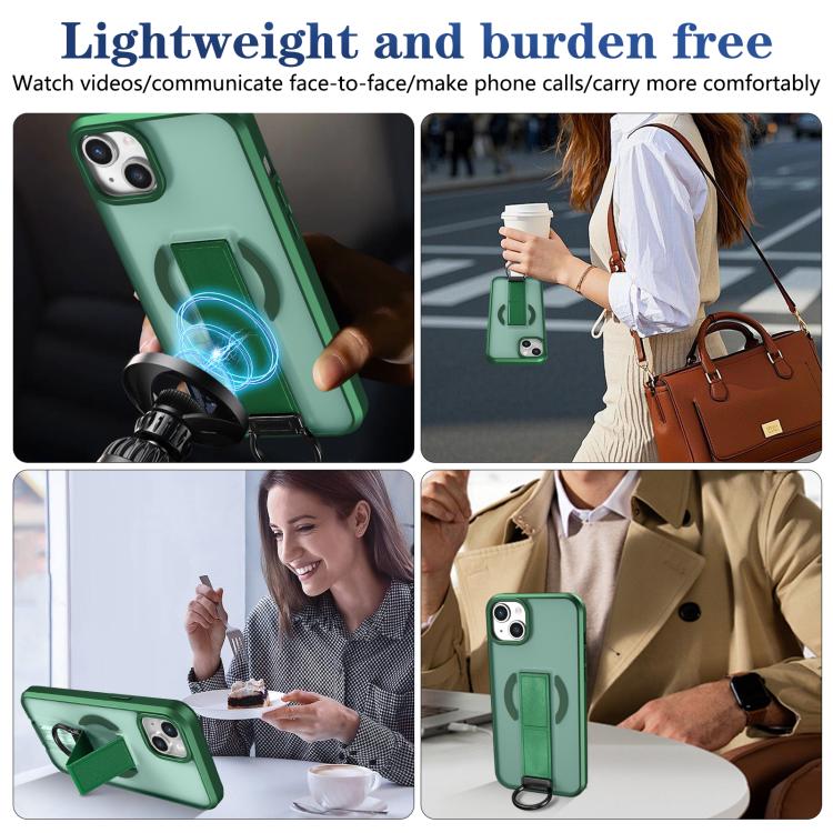 For iPhone 14 Plus Skin-Friendly D-Ring Holder Magnetic Shockproof Phone Case