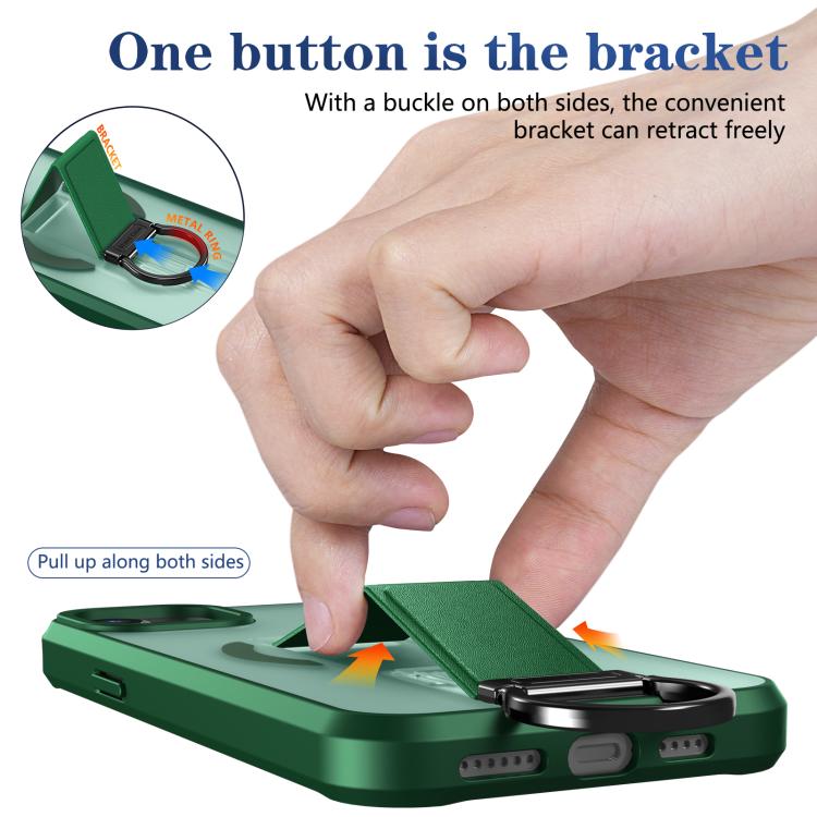 For iPhone 14 Plus Skin-Friendly D-Ring Holder Magnetic Shockproof Phone Case