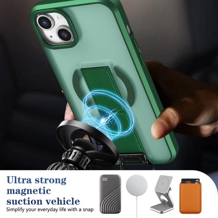 For iPhone 14 Plus Skin-Friendly D-Ring Holder Magnetic Shockproof Phone Case