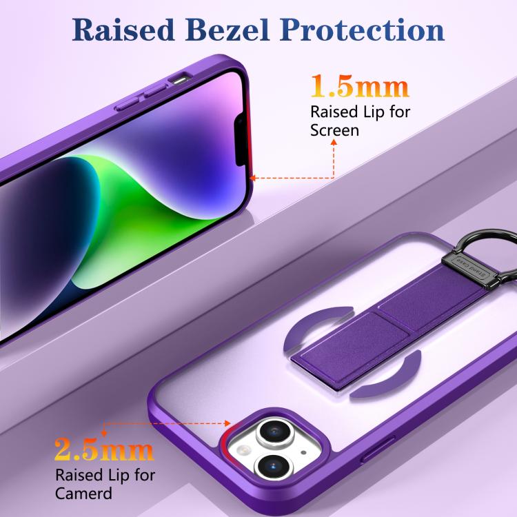 For iPhone 14 Plus Skin-Friendly D-Ring Holder Magnetic Shockproof Phone Case