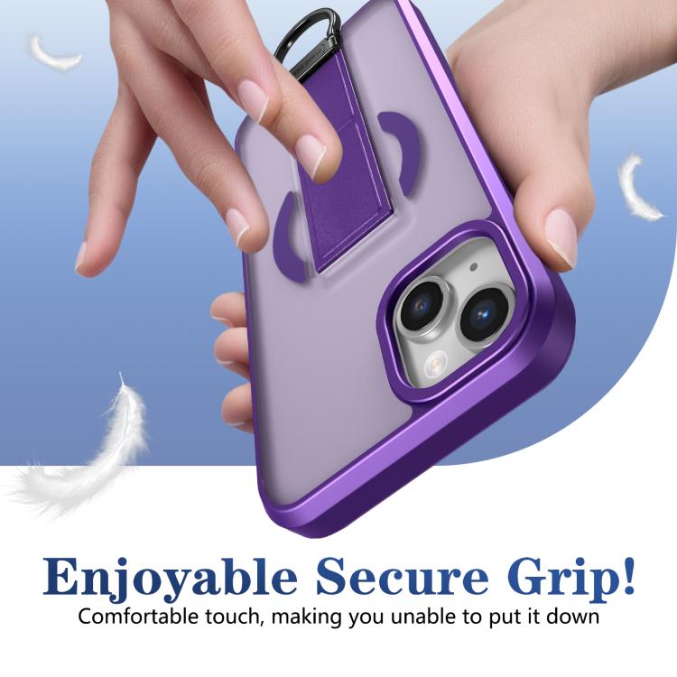 For iPhone 14 Plus Skin-Friendly D-Ring Holder Magnetic Shockproof Phone Case