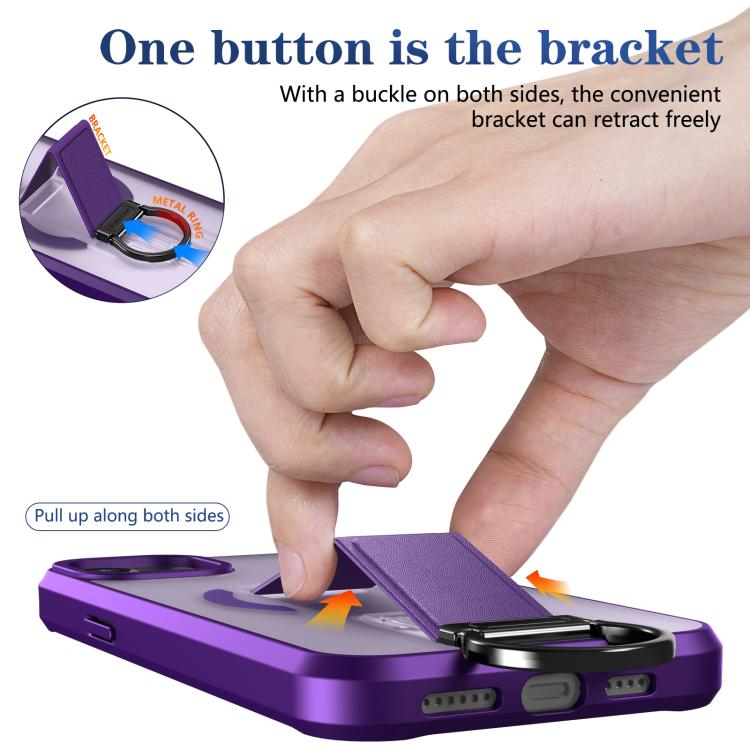 For iPhone 14 Plus Skin-Friendly D-Ring Holder Magnetic Shockproof Phone Case