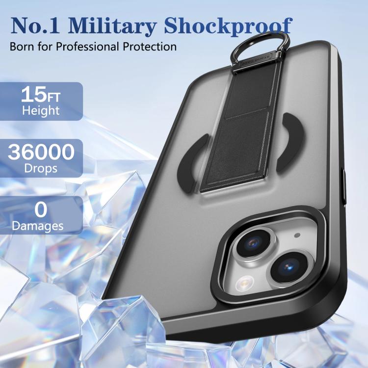 For iPhone 14 Skin-Friendly D-Ring Holder Magnetic Shockproof Phone Case