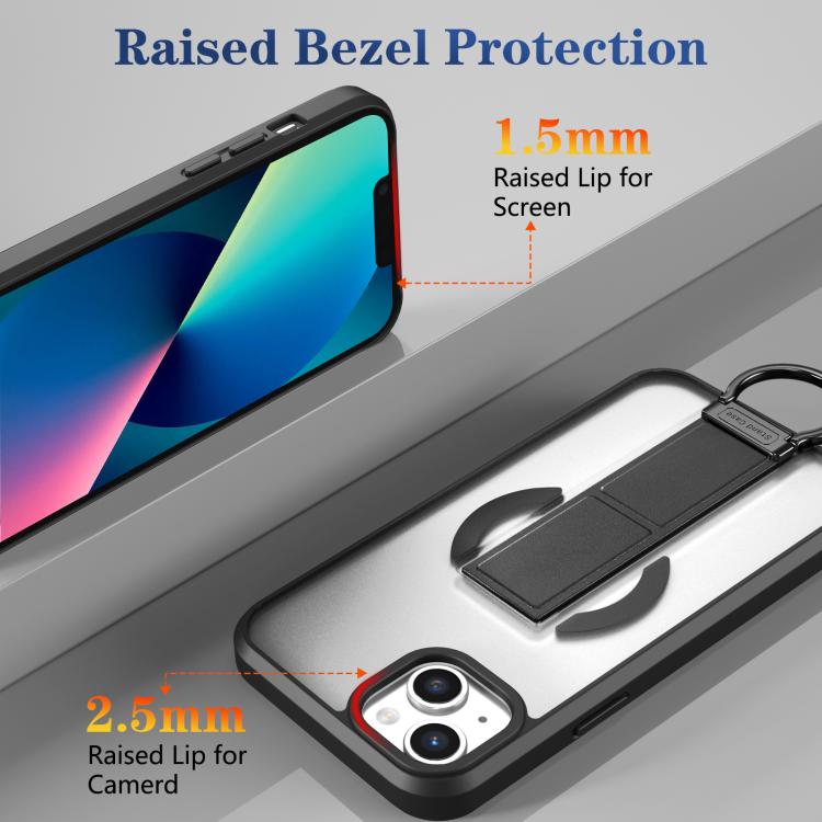 For iPhone 14 Skin-Friendly D-Ring Holder Magnetic Shockproof Phone Case