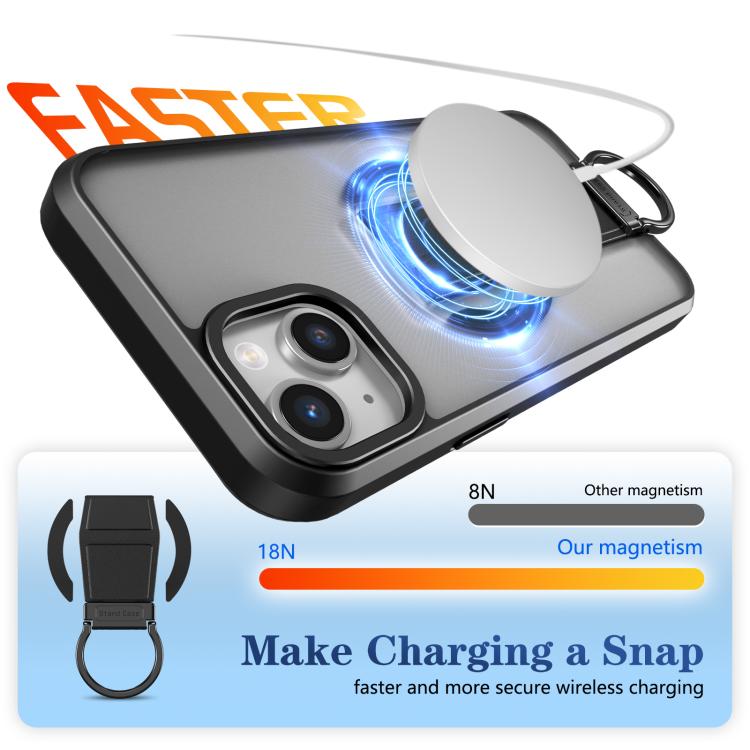 For iPhone 14 Skin-Friendly D-Ring Holder Magnetic Shockproof Phone Case
