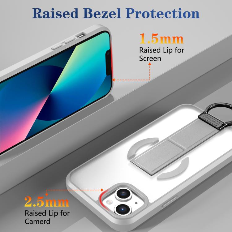 For iPhone 14 Skin-Friendly D-Ring Holder Magnetic Shockproof Phone Case