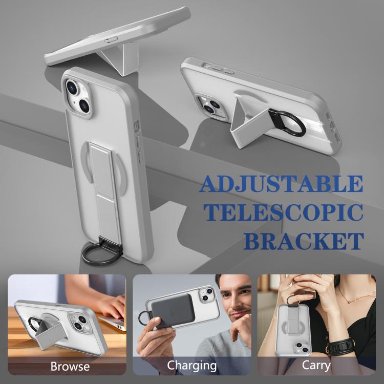 For iPhone 14 Skin-Friendly D-Ring Holder Magnetic Shockproof Phone Case