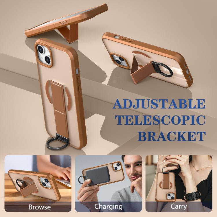 For iPhone 14 Skin-Friendly D-Ring Holder Magnetic Shockproof Phone Case
