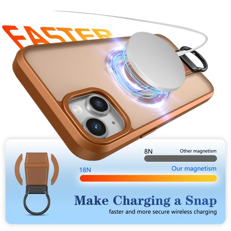 For iPhone 14 Skin-Friendly D-Ring Holder Magnetic Shockproof Phone Case
