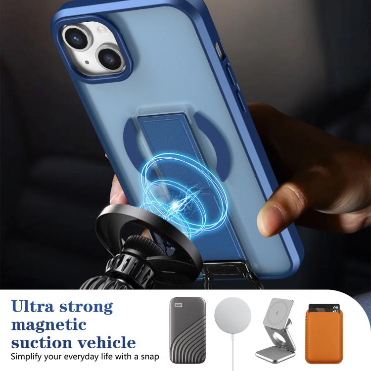 For iPhone 14 Skin-Friendly D-Ring Holder Magnetic Shockproof Phone Case