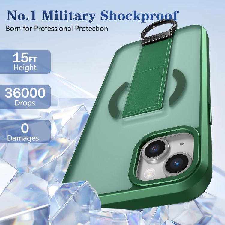 For iPhone 14 Skin-Friendly D-Ring Holder Magnetic Shockproof Phone Case