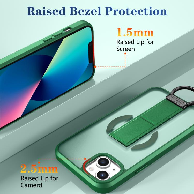 For iPhone 14 Skin-Friendly D-Ring Holder Magnetic Shockproof Phone Case