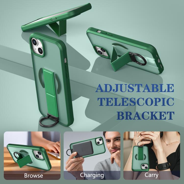 For iPhone 14 Skin-Friendly D-Ring Holder Magnetic Shockproof Phone Case