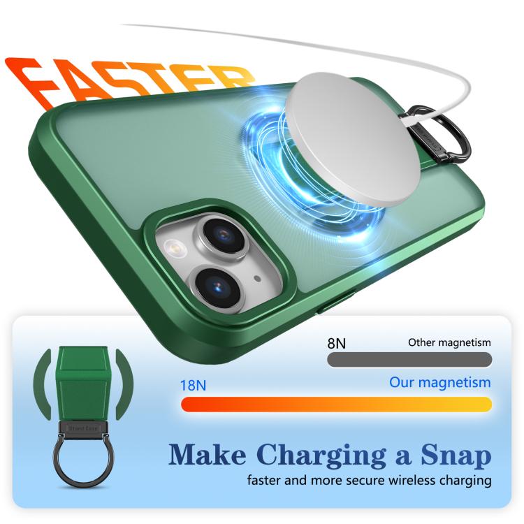For iPhone 14 Skin-Friendly D-Ring Holder Magnetic Shockproof Phone Case
