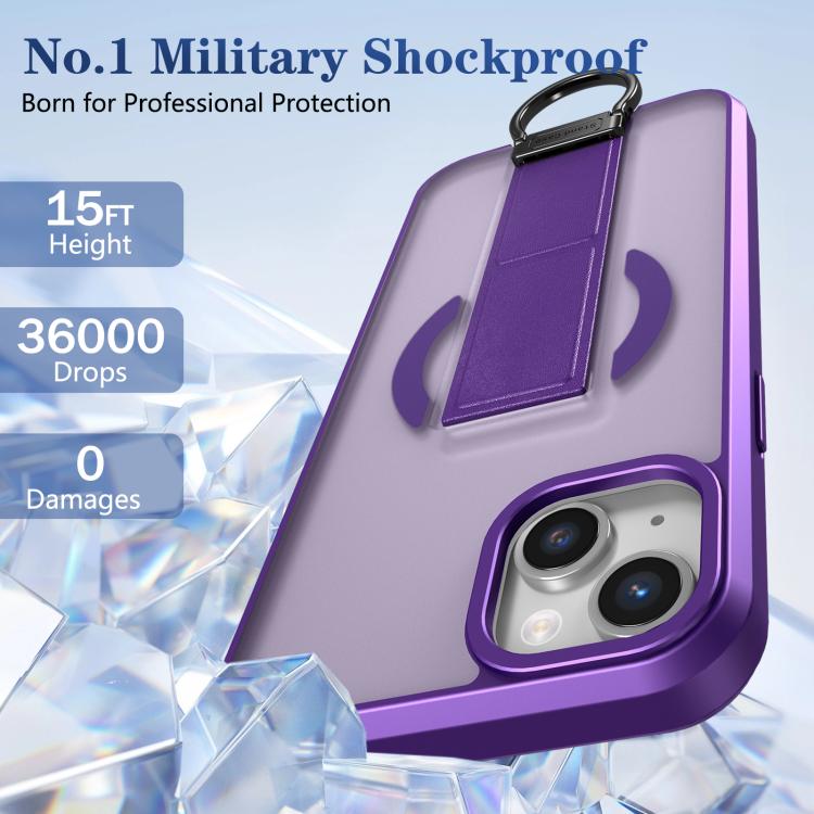 For iPhone 14 Skin-Friendly D-Ring Holder Magnetic Shockproof Phone Case