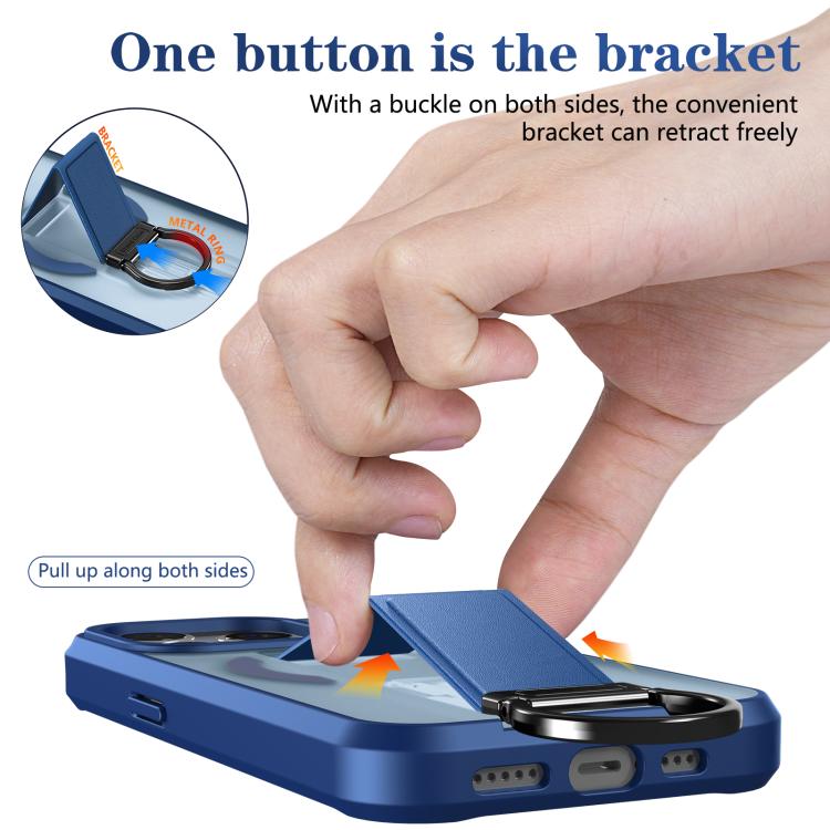 For iPhone 14 Pro Skin-Friendly D-Ring Holder Magnetic Shockproof Phone Case