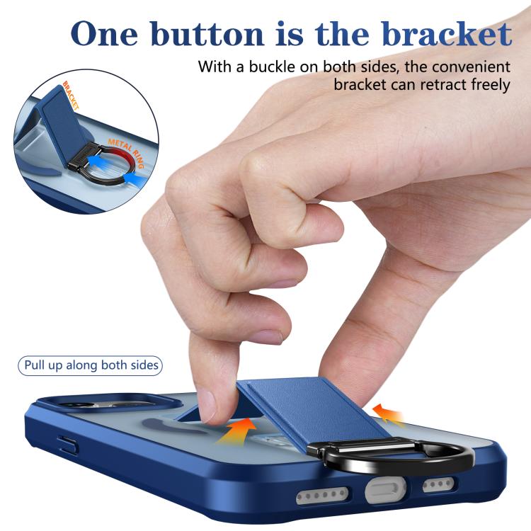 For iPhone 13 Pro Max Skin-Friendly D-Ring Holder Magnetic Shockproof Phone Case