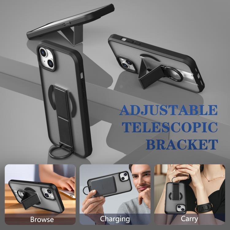 For iPhone 13 Skin-Friendly D-Ring Holder Magnetic Shockproof Phone Case