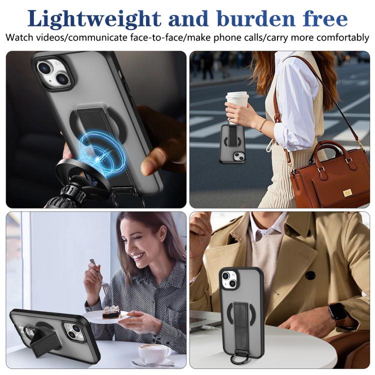 For iPhone 13 Skin-Friendly D-Ring Holder Magnetic Shockproof Phone Case