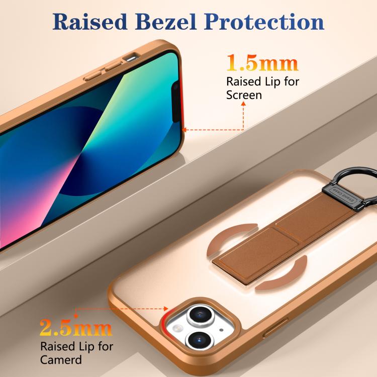 For iPhone 13 Skin-Friendly D-Ring Holder Magnetic Shockproof Phone Case