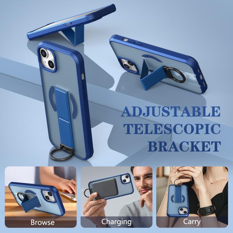 For iPhone 13 Skin-Friendly D-Ring Holder Magnetic Shockproof Phone Case