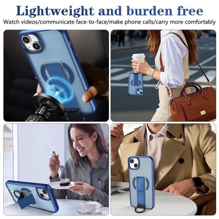 For iPhone 13 Skin-Friendly D-Ring Holder Magnetic Shockproof Phone Case