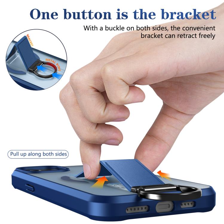 For iPhone 13 Skin-Friendly D-Ring Holder Magnetic Shockproof Phone Case