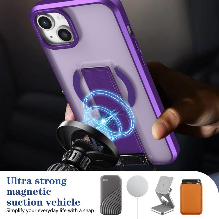 For iPhone 13 Skin-Friendly D-Ring Holder Magnetic Shockproof Phone Case