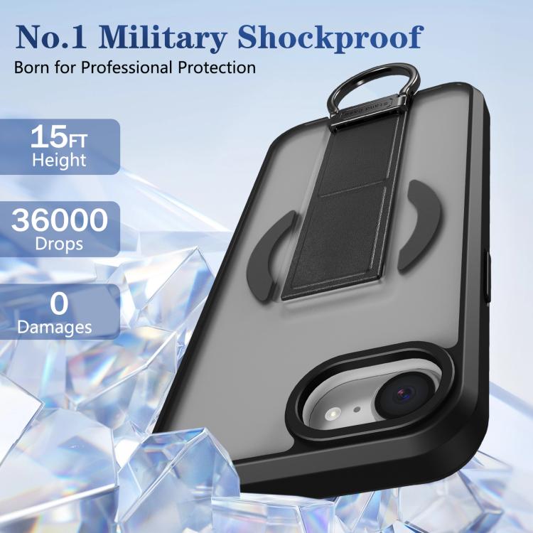 For iPhone 17e / 16e Skin-Friendly D-Ring Holder Magnetic Shockproof Phone Case