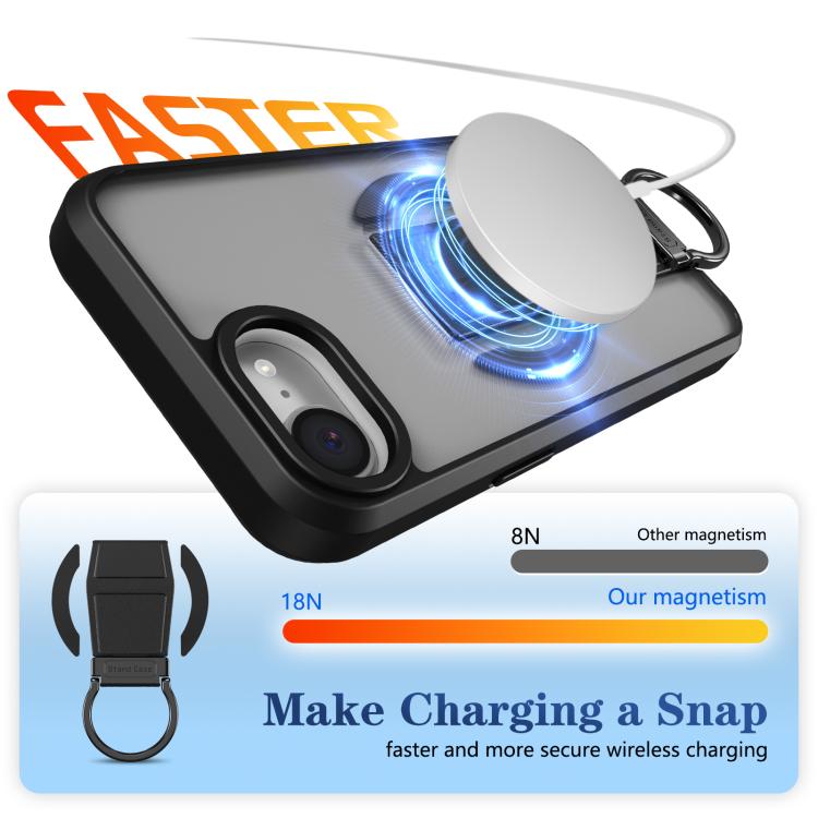 For iPhone 17e / 16e Skin-Friendly D-Ring Holder Magnetic Shockproof Phone Case