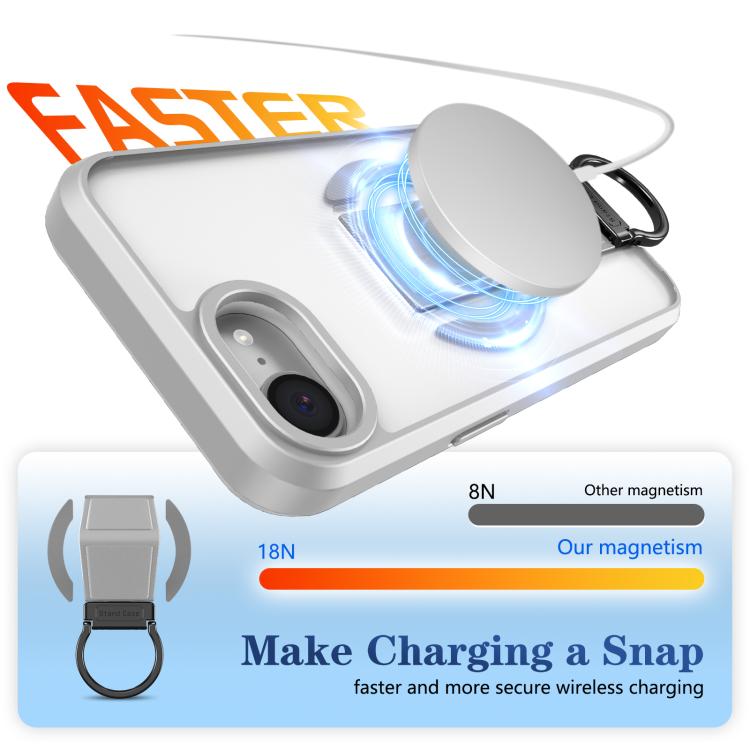 For iPhone 17e / 16e Skin-Friendly D-Ring Holder Magnetic Shockproof Phone Case
