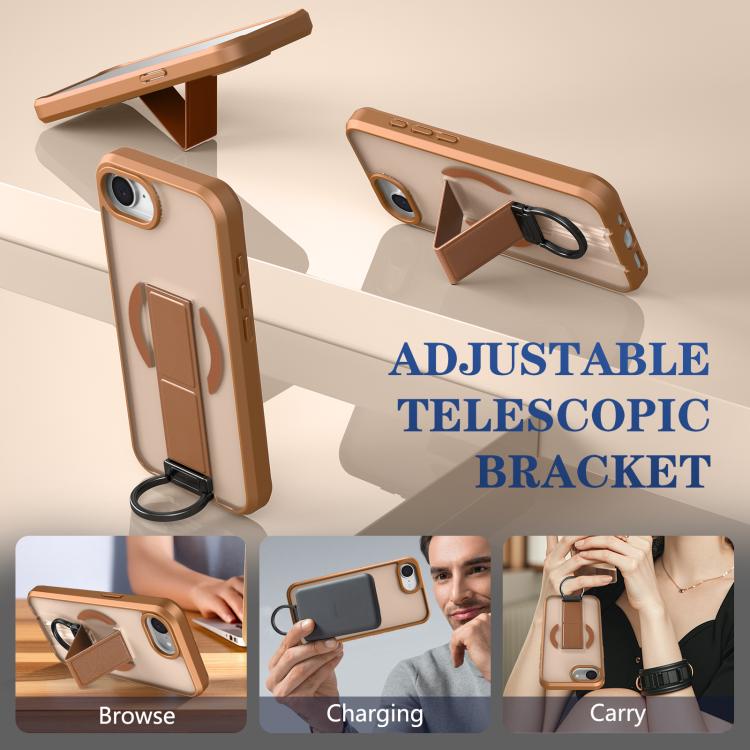 For iPhone 17e / 16e Skin-Friendly D-Ring Holder Magnetic Shockproof Phone Case
