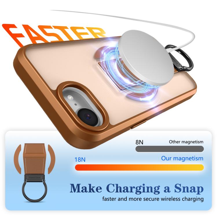 For iPhone 17e / 16e Skin-Friendly D-Ring Holder Magnetic Shockproof Phone Case