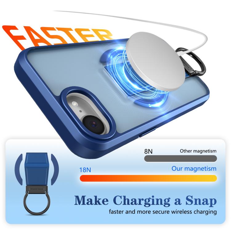 For iPhone 17e / 16e Skin-Friendly D-Ring Holder Magnetic Shockproof Phone Case