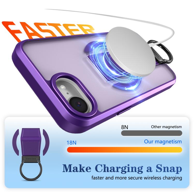 For iPhone 17e / 16e Skin-Friendly D-Ring Holder Magnetic Shockproof Phone Case