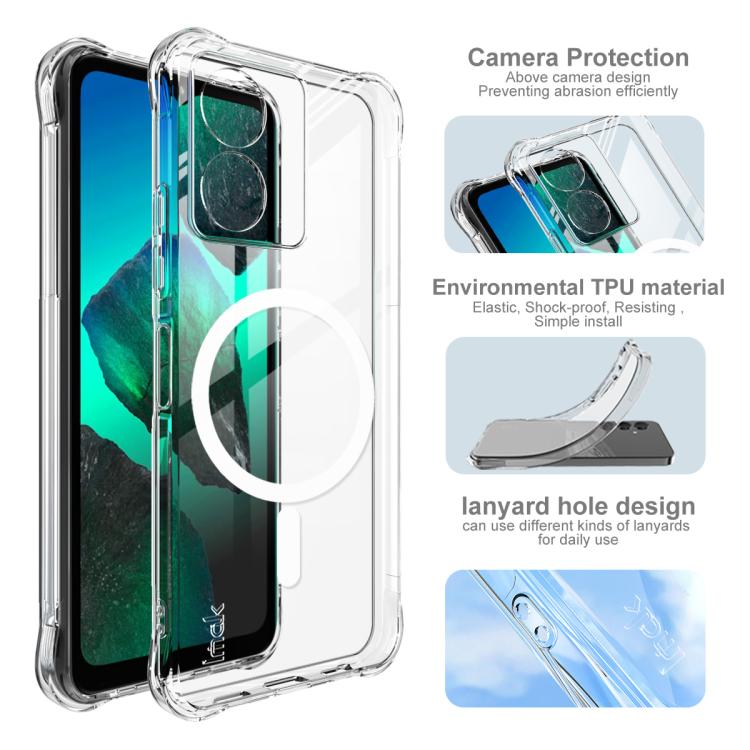 For HMD Key 4G/Aura2/Arc 4G imak Magnetic Shockproof Airbag TPU Phone Case - Transparent