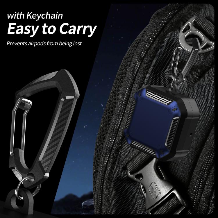 For Samsung Galaxy Buds4 / Buds4 Pro Fiber Texture Dual-color Magnetic Wireless Earphones Case with Carabiner