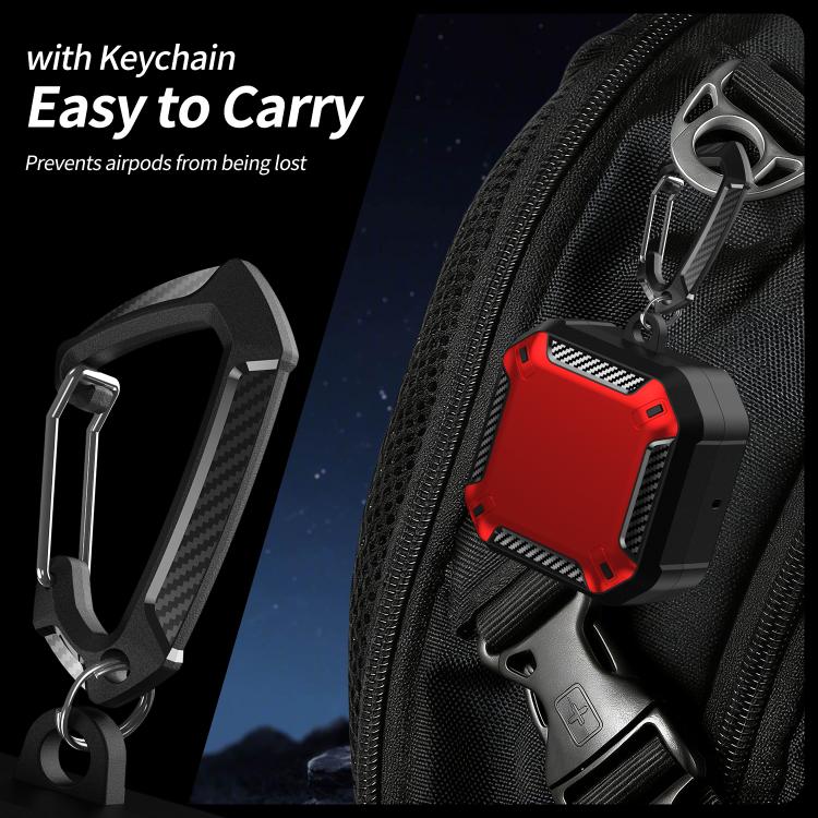 For Samsung Galaxy Buds4 / Buds4 Pro Fiber Texture Dual-color Magnetic Wireless Earphones Case with Carabiner