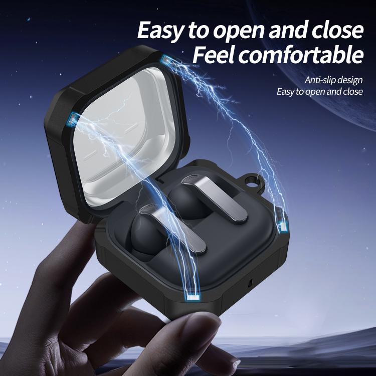 For Samsung Galaxy Buds4 / Buds4 Pro Fiber Texture Dual-color Magnetic Wireless Earphones Case with Carabiner