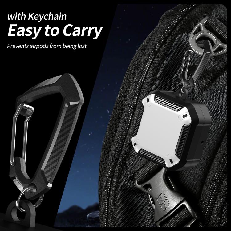 For Samsung Galaxy Buds4 / Buds4 Pro Fiber Texture Dual-color Magnetic Wireless Earphones Case with Carabiner