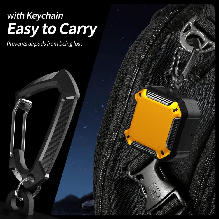 For Samsung Galaxy Buds4 / Buds4 Pro Fiber Texture Dual-color Magnetic Wireless Earphones Case with Carabiner