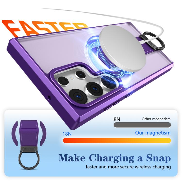 For Samsung Galaxy S23 Ultra 5G Skin-Friendly D-Ring Holder Magnetic Shockproof Phone Case