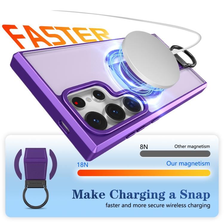 For Samsung Galaxy S24 Ultra 5G Skin-Friendly D-Ring Holder Magnetic Shockproof Phone Case