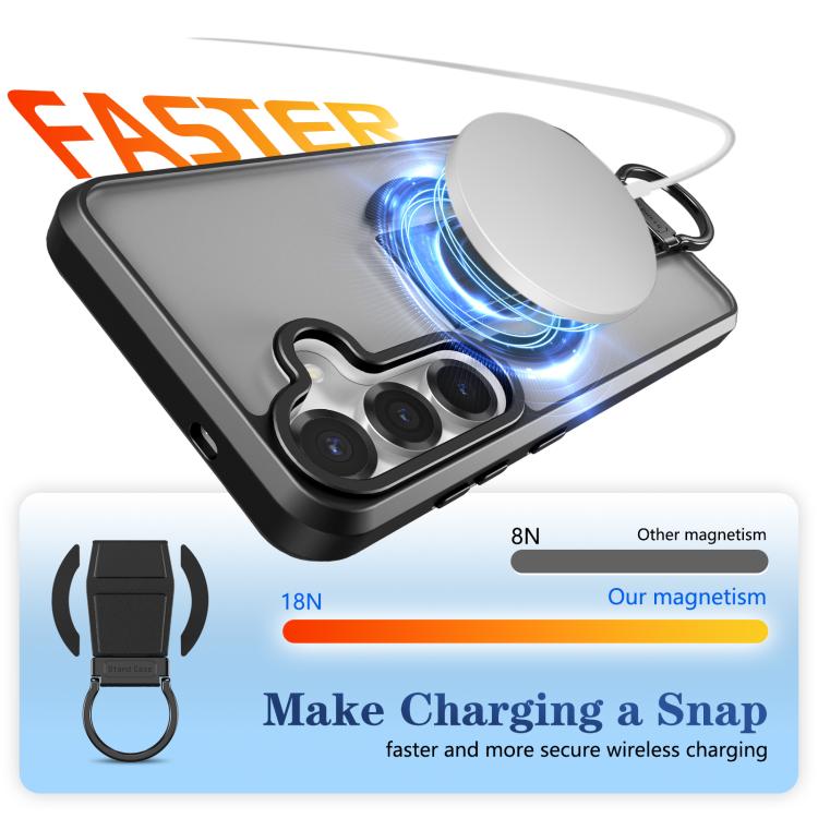 For Samsung Galaxy S25+ 5G Skin-Friendly D-Ring Holder Magnetic Shockproof Phone Case